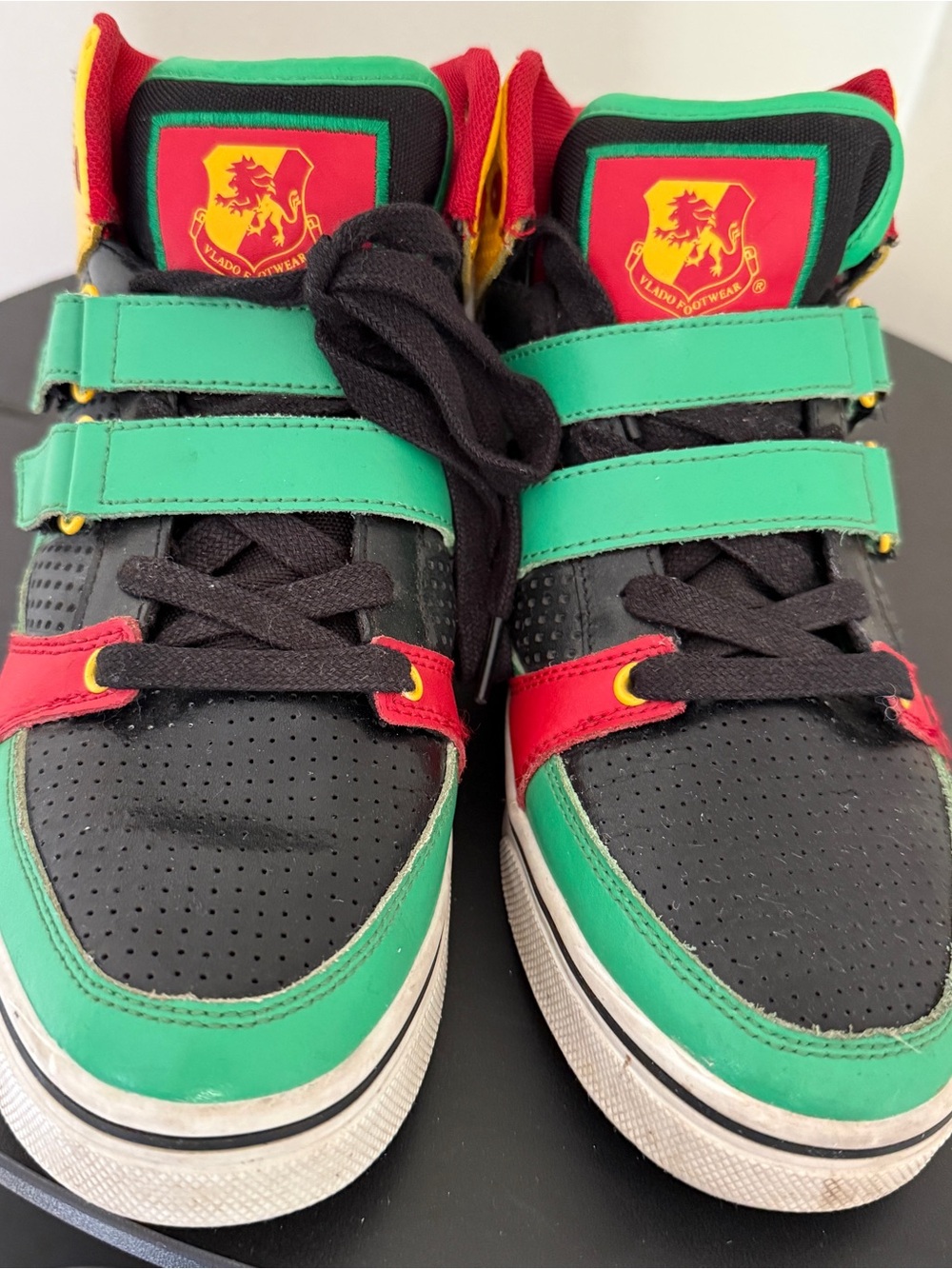 Vlado Men's Athletic High-Top Sneakers in Black, Green & Red